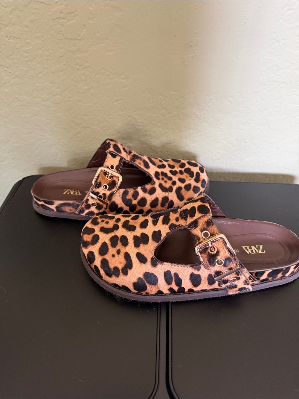 Zara leopard print Mary Jane clogs Size 38 - Picture 3 of 6